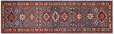 handmade Geometric Super Kazak Lt. Blue Beige Hand-made RUNNER 100% WOOL area rug 3x10